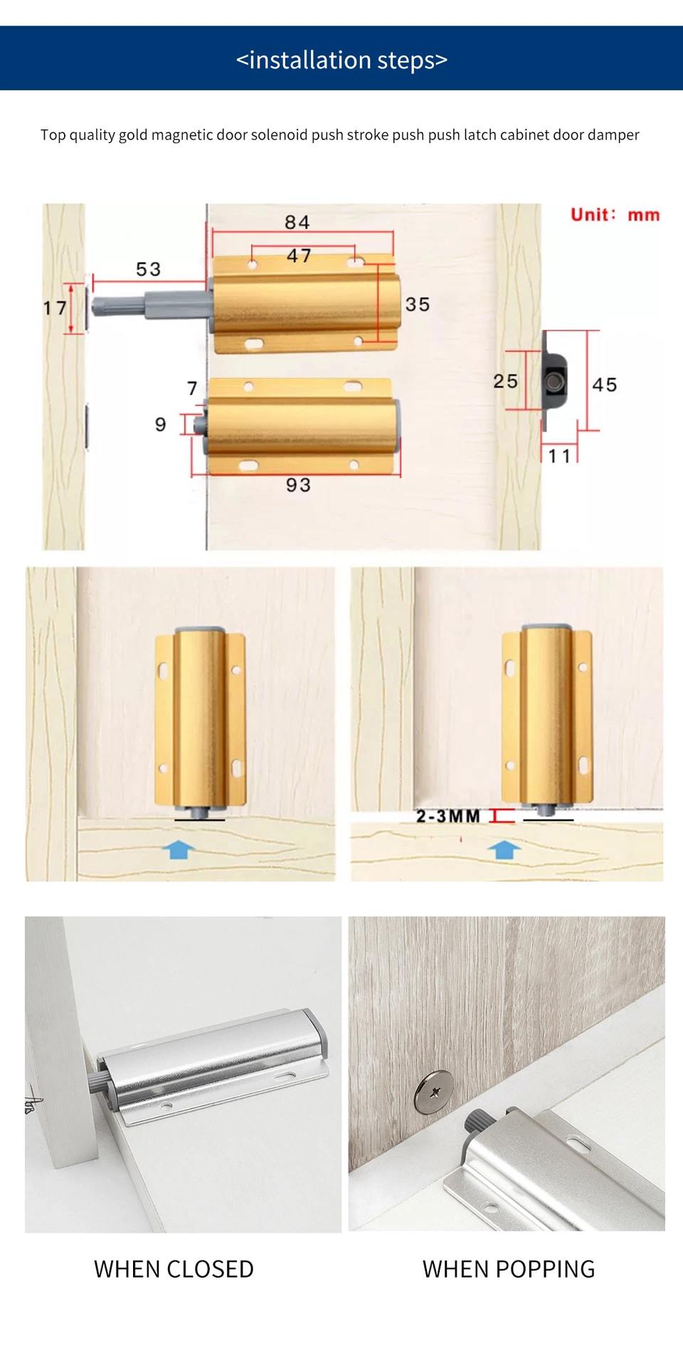 Wholesale Kitchen Cabinet Damper Buffer Push to Open Soft Close