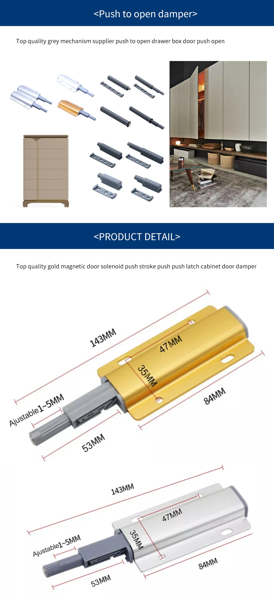 Wholesale Kitchen Cabinet Damper Buffer Push to Open Soft Close